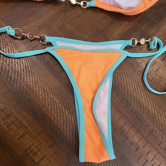 Thong Bikini Blue and Orange Large Adjustable - Picture 6 of 9